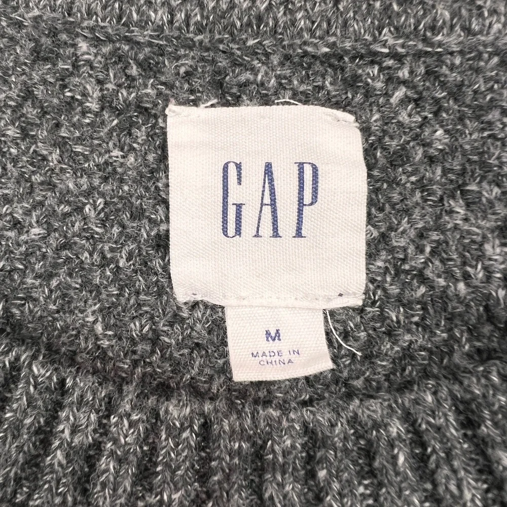 GAP‎ Budding Cable Knit Fisherman Sweater Men M Dark Charcoal Gray Cozy Normcore
